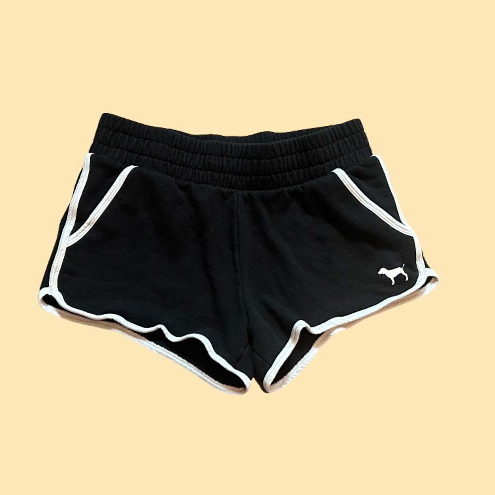 PINK Victoria's Secret Black Shorts with White Trim